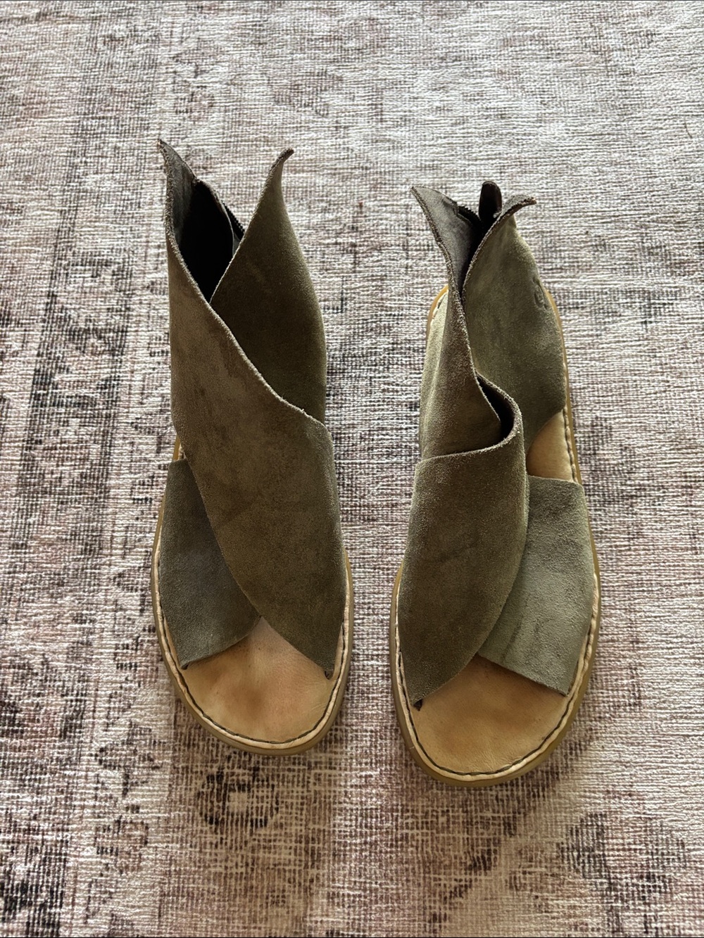 Born Olive Suede Wrap Sandals - Women